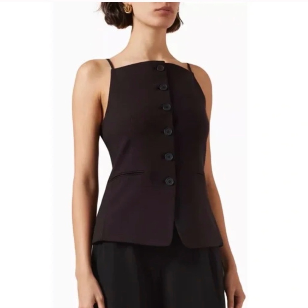 STAUD Una Top / Vest • Size S • Black • NWT (Extra Button Included) - Picture 2 of 10